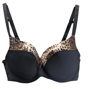 Elegant Black and Leopard Print Women's Bra